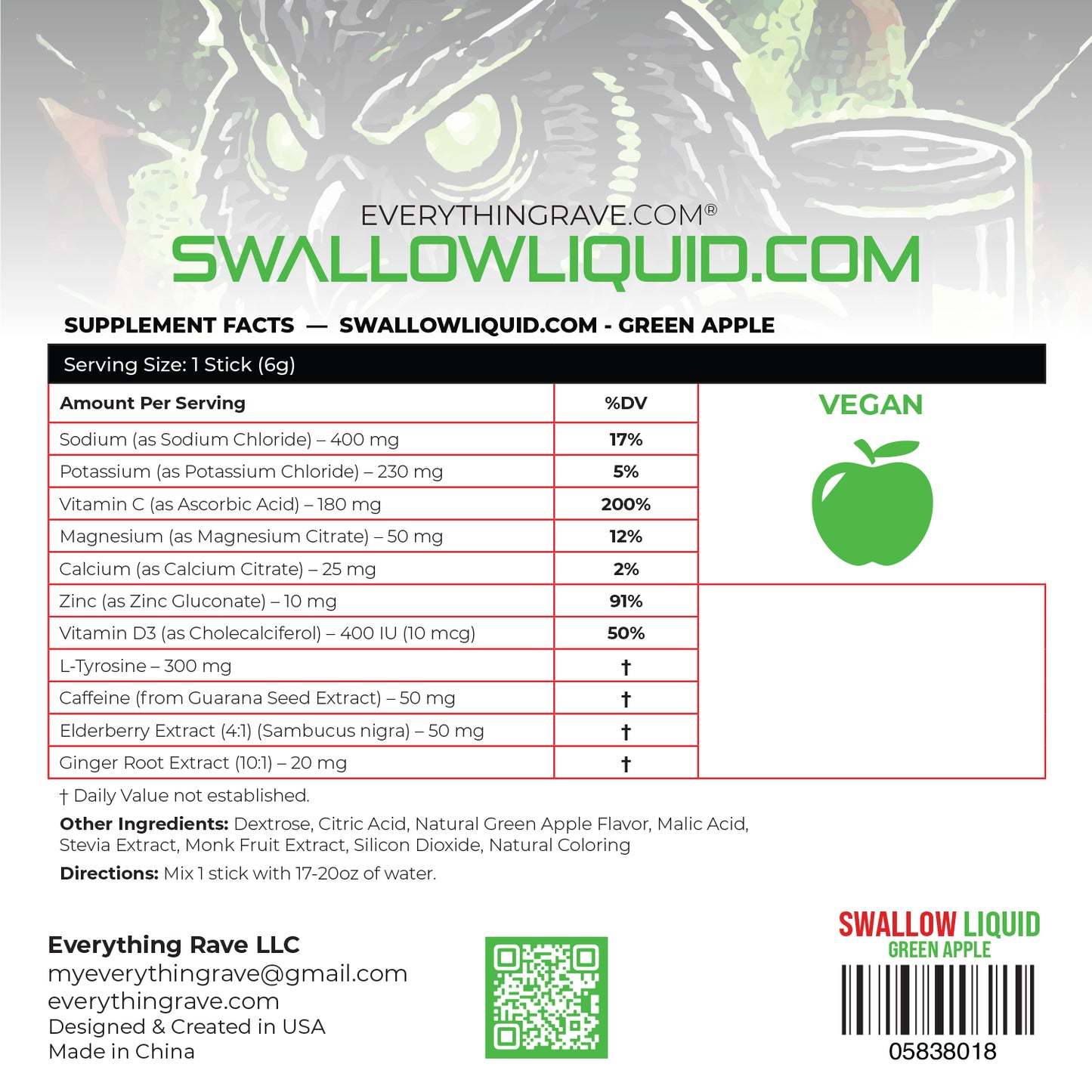 Swallow Liquid Green Apple - Hydration + Energy + Immunity