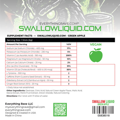 Swallow Liquid Green Apple - Hydration + Energy + Immunity