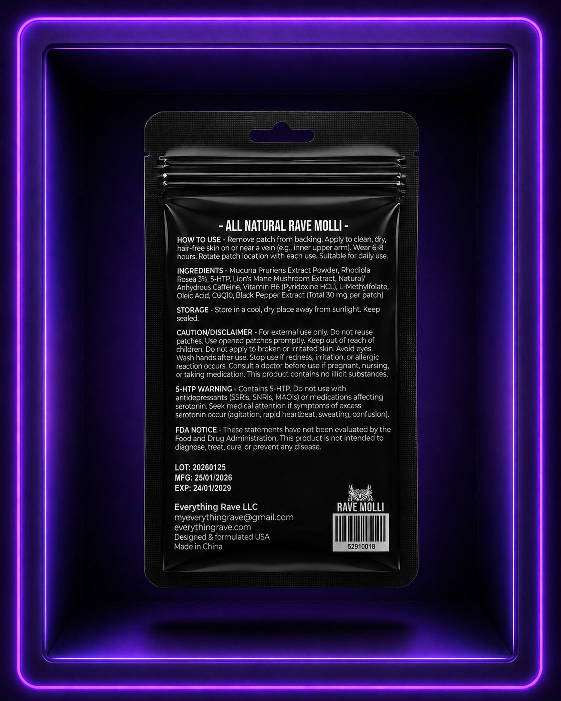 Rave Molli · Mood & Energy Support Patch · 30 Pack