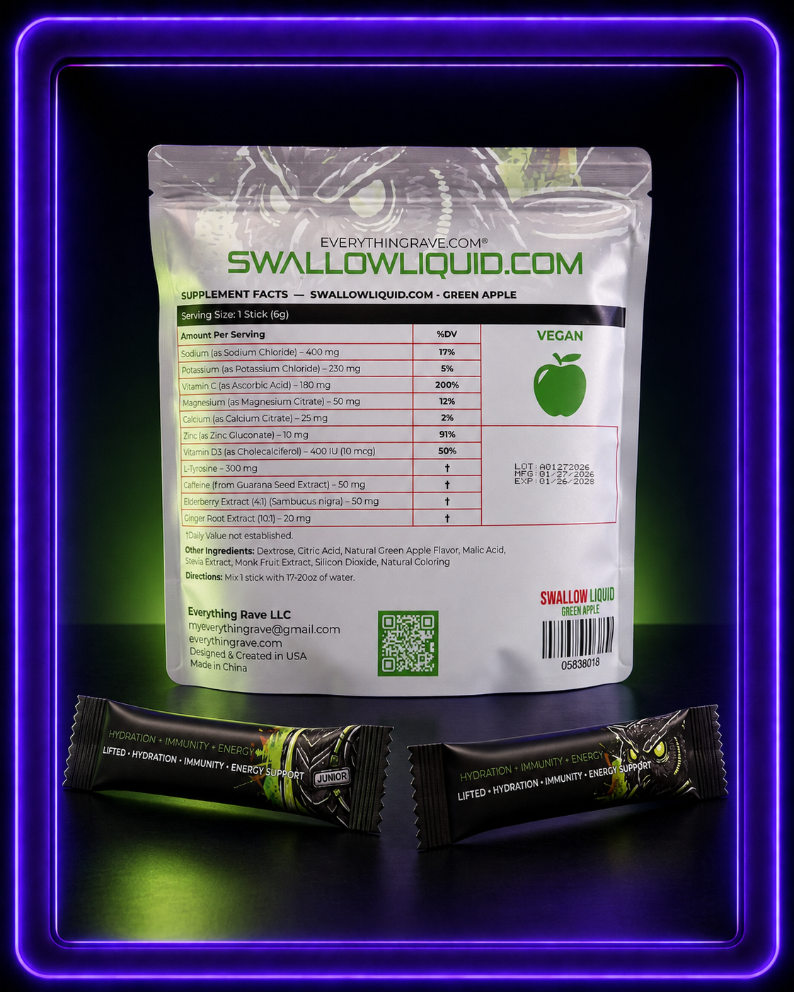Swallow Liquid · Green Apple Hydration, Energy & Immunity Mix