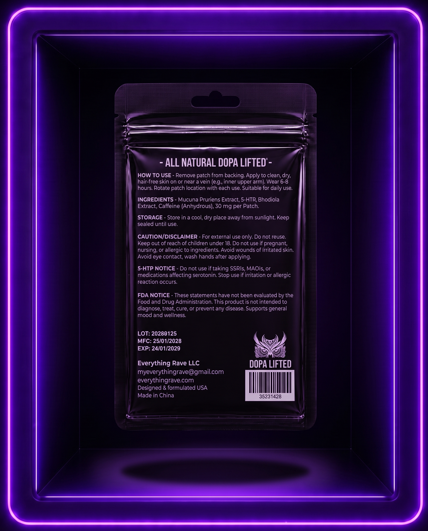 Dopa Lifted · Performance & Focus Support Patch · 30 Pack