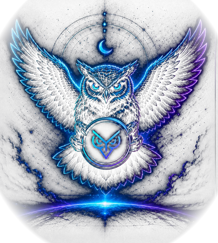 The EverythingRave owl holding a glowing orb